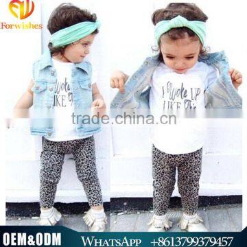 2016 New Design Baby Cloth Children Clothing Summer Kids Cloth Casual Style Casual Baby Girl Letter Printed Wearing Outfits