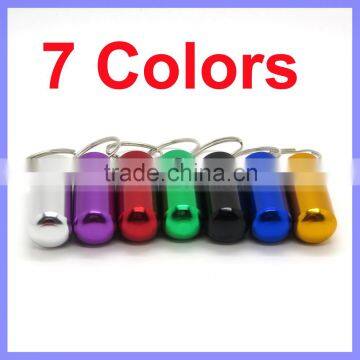 7 Color Option 48mm x 17mm Aluminum Pill Box Case Bottle Holder Container Keychain