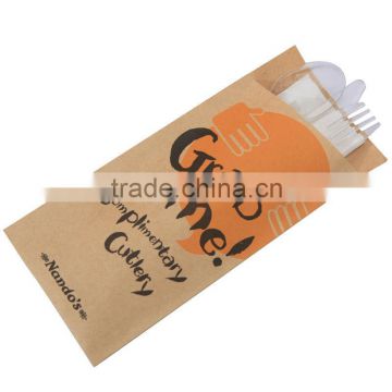 Plastic cutlery pack with paper bag