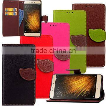 Leaf PU Leather Case for Xiaomi Mi5, mobile phone case for Xiaomi Mi5