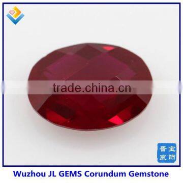 Synthetic oval ruby machine cut #8 -created corundum