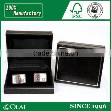 Black leatherette paper gold-rim cufflinks gift box