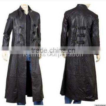 Hot selling gothic long leather coat