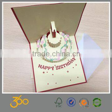 funny happy birthday cake 3d pop up greeting card,novelty greeting card