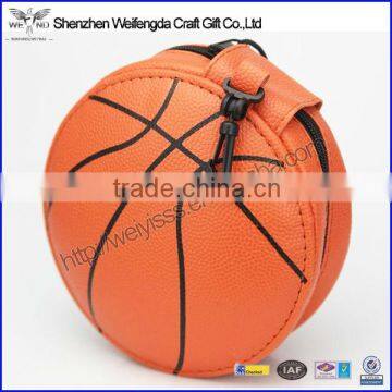 2015 New basketball Design leather round zipper fancy cd dvd case