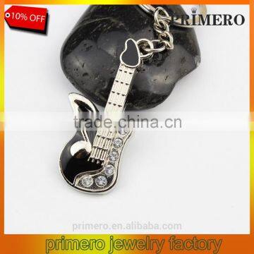 Fashion Keychain Mini Guitar Key Ring Keyring Chain Crystal Cute Gadgets