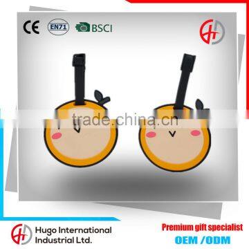 Wholesale surper cute orange travel suitcase custom blank rounded PVC luggage tag                        
                                                                                Supplier's Choice
