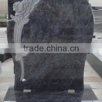 European style relief rose engraving granite tombstone