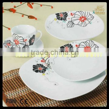 20pcs square shape decal ceramic dinner set, wholesale dinner set