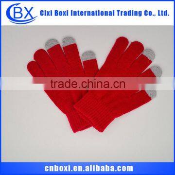 Soft high evaluation plain color acrylic acrylic glove,smart finger touch gloves