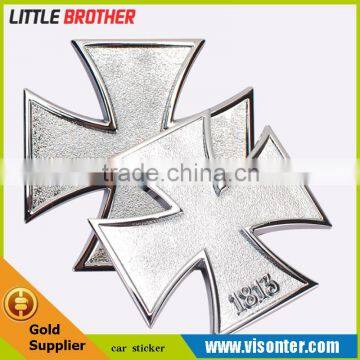 Silver 1813 Iron Cross 3D Car Auto Emblem Badge Sticker Decal Chromed Metal SUV