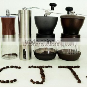 Customize logo available 2015 newly Manual Ceramic Burr Coffee Grinder/Coffee Mill