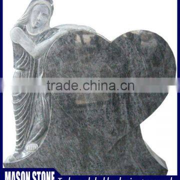 Virgin Mary granite headstone with heart