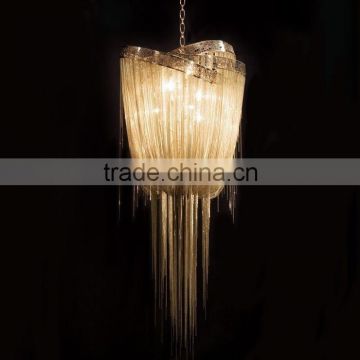 Gloss nickel plated chain chandelier lights for hotel project