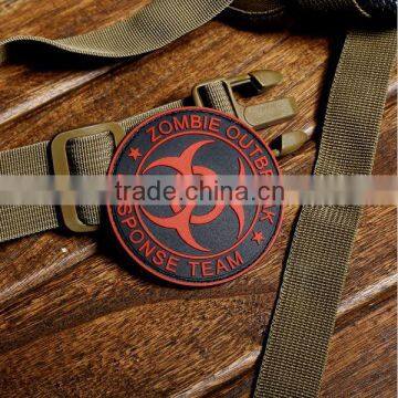 Zombie Outbreak Respond Team 3D PVC Patch Armband Velcro-On Rubber Tactical Gear Travel Patch Diamter 8 cm Red