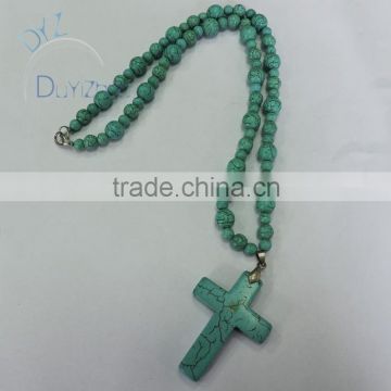 fashion design turquoise diy jewelry for cross pendent necklace