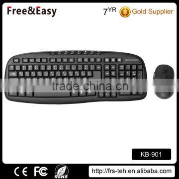 Wholesale price black color 2.4ghz wireless Combo mouse and keyboard