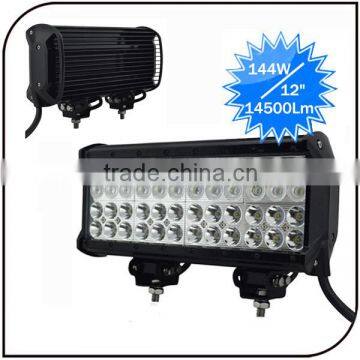 Warranty 2 year IP68 12 inch led light bar 12V-30V 144W CREE 4 Row SPOT FLOOD Combo Car led bar
