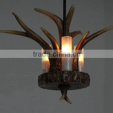 Special Edison Resin Vintage style small Antler Horns lamp 3 head chandeliers drop light