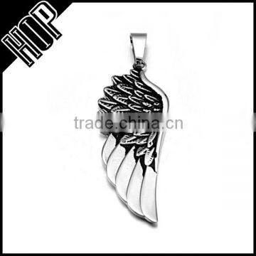 Best selling high quality vintage stainless steel antique silver wing pendant