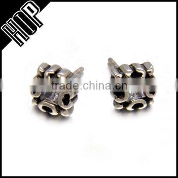 Vintage Gothic Style Casting Silver Stud Earrings Punk Stainless Steel Mens Earrings