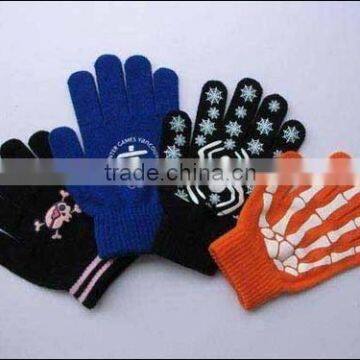 100% acrylic knitted fashion printing magic glove