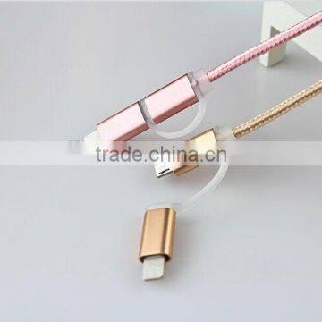 Braided Aluminum Head MFi 2 in 1 Cable C48 to USB PVC Multi Usb Data Sync Charger Cable photo-3