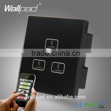 Smart Home 3 Gang WIFI Switch Best Quality Wallpad Black Crystal Glass Android/ISO Phone WIFI 3 Gang Controlled Light Switch                        
                                                Quality Choice