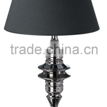 Briefness decorative generous hotel desk lamp with artical metal base in brushed nickel and warm light desk lamp