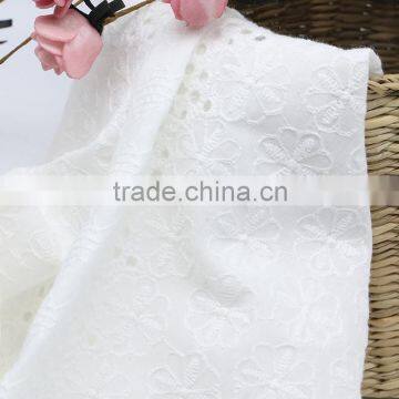 Hot Design Flower white cotton embroidered fabric for sex girl cloth and dress