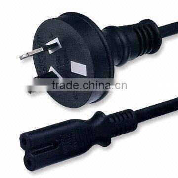 Power Cord with Two-pole Socket and Australian Standard, SAA Approved