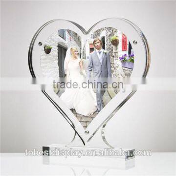 heart shaped handmade luxury clear acrylic picture stand/acrylic magnetic photo frame/acrylic picture frame shenzhen factory