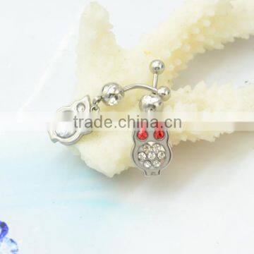 High Quality Surgical Steel Owl Navel Belly Rings Body Piercing Jewelry Owl Navel Piercing With Crystal photo-3