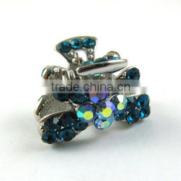 Hot Selling Blue Claw Rhinestone Alloy Hair Clip Jaw Hairpin