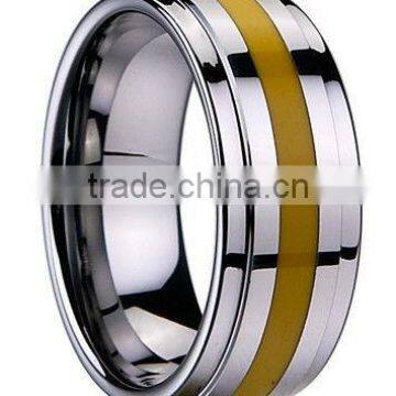 New Product 2014 Tungsten Ring Yellow Resin Inlaid Ring Manufacturer & Supplier & Exporter