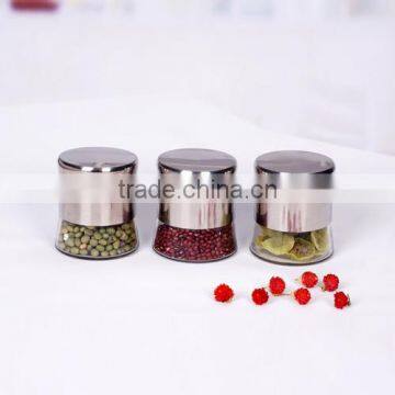 nice 3pcs glass canning canisters with stainless steel set