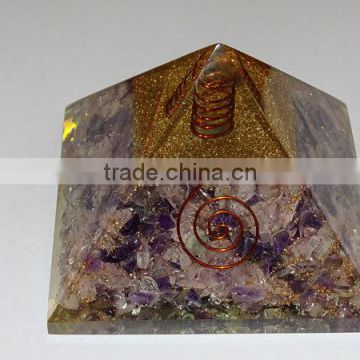 Amethyst Crystal Orgone Pyramid With Crystal Point