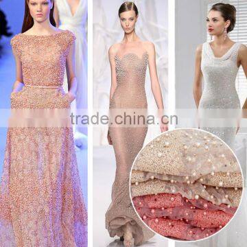 The most beautiful design crochet lace fabric material for making dresses/Fancy fabric for party and fashion show