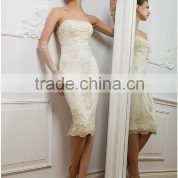 (MY0225) MARRY YOU Tight Off-shoulder Gold Lace Short Wedding Dress Patterns