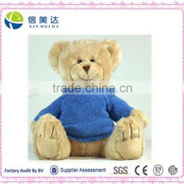 Cute Blue Knitted Sweater Plush Stuffed Teddy Bear