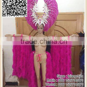 Passion Carnival Rose Rooster Feather Headdress And Feather Boa Wings Best Costume