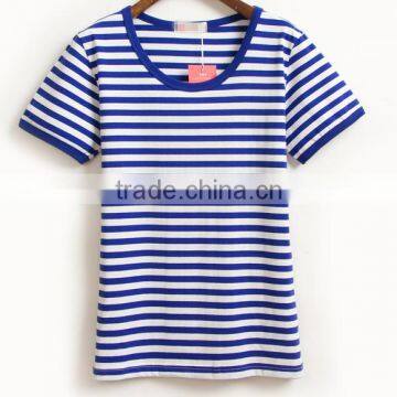 2016 Fashion Cheap Top Quality 100% Cotton Yarn Dyed Stripe Couple T-shirt Family photo-2