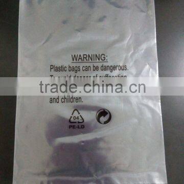 Clear ldpe poly bag with suffocation warning printed and air holes                        
                                                Quality Choice