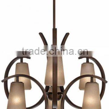 530-27 Contemporary Curved 6-Light 30" Wide Iron Chandelier