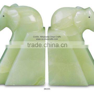 Light Green Onyx Elephant shape Bookends