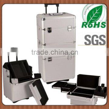 customized hard aluminum trolley case with wheels