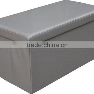 Double size ! Shiny PU Grey foldable storage ottoman