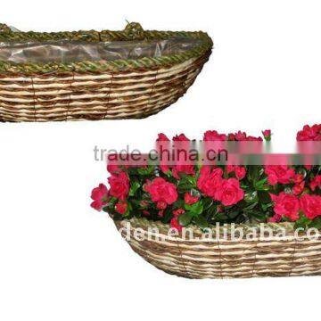 Banana leaf and Corn rope Wall basket - Rattan wall flower pocket - Hanging hay rack planter