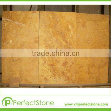 Chinese Yellow glod Travertine cross cut marble stone slabs