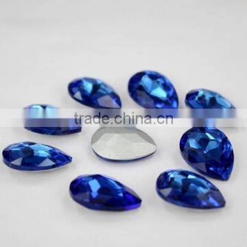 100%good quality tear drop shape 10x14mm shaped blue sapphire stone.Fashion shiny synthetic stone for shoes